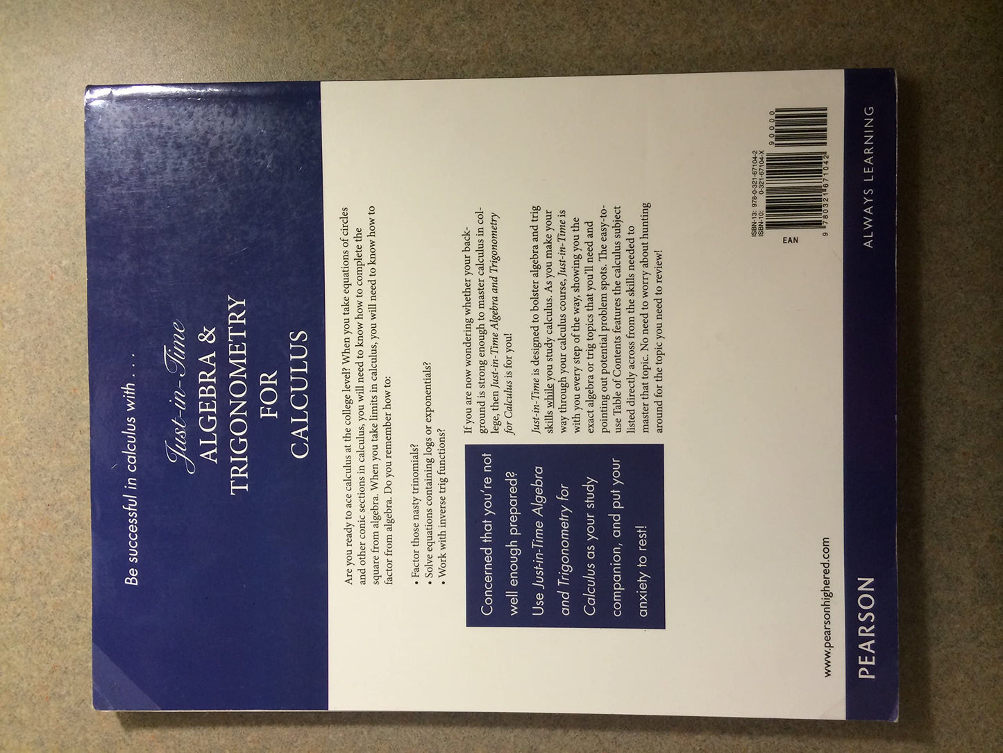 Just-in-Time Algebra and Trigonometry for Calculus