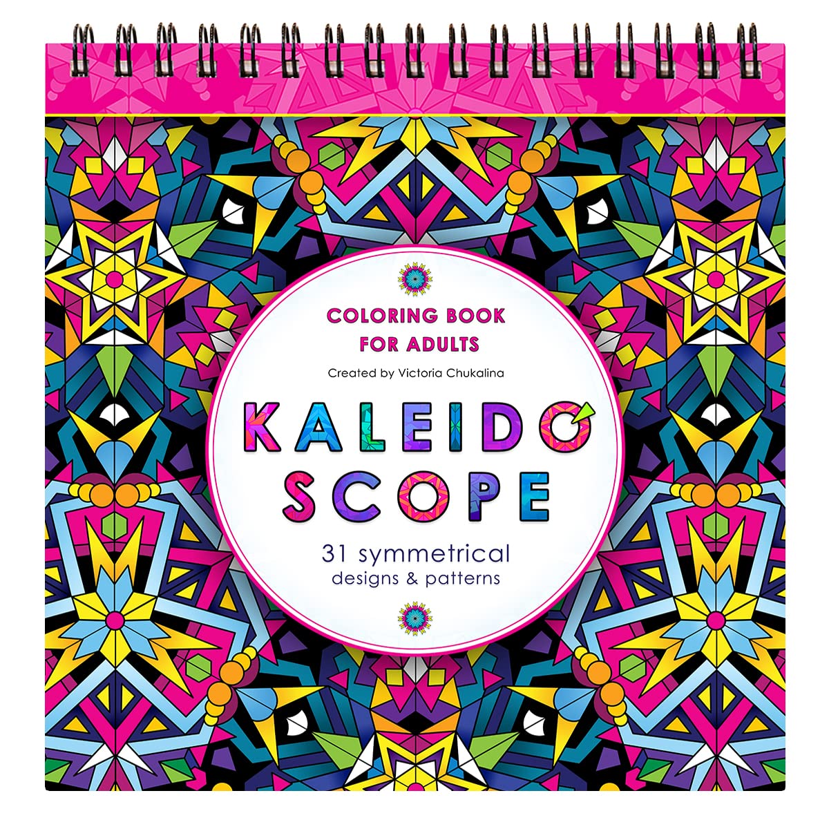 Kaleidoscope Coloring Book for Adults: 31 symmetrical designs and mandala like patterns on thick artist paper with a spiral binding in hardback