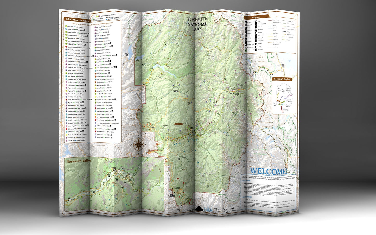 Day Hikes of Yosemite National Park Map Guide