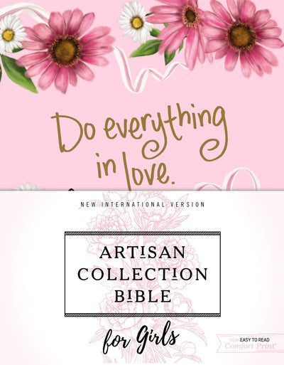 NIV, Artisan Collection Bible for Girls, Cloth over Board, Pink Daisies, Designed Edges under Gilding, Red Letter, Comfort Print