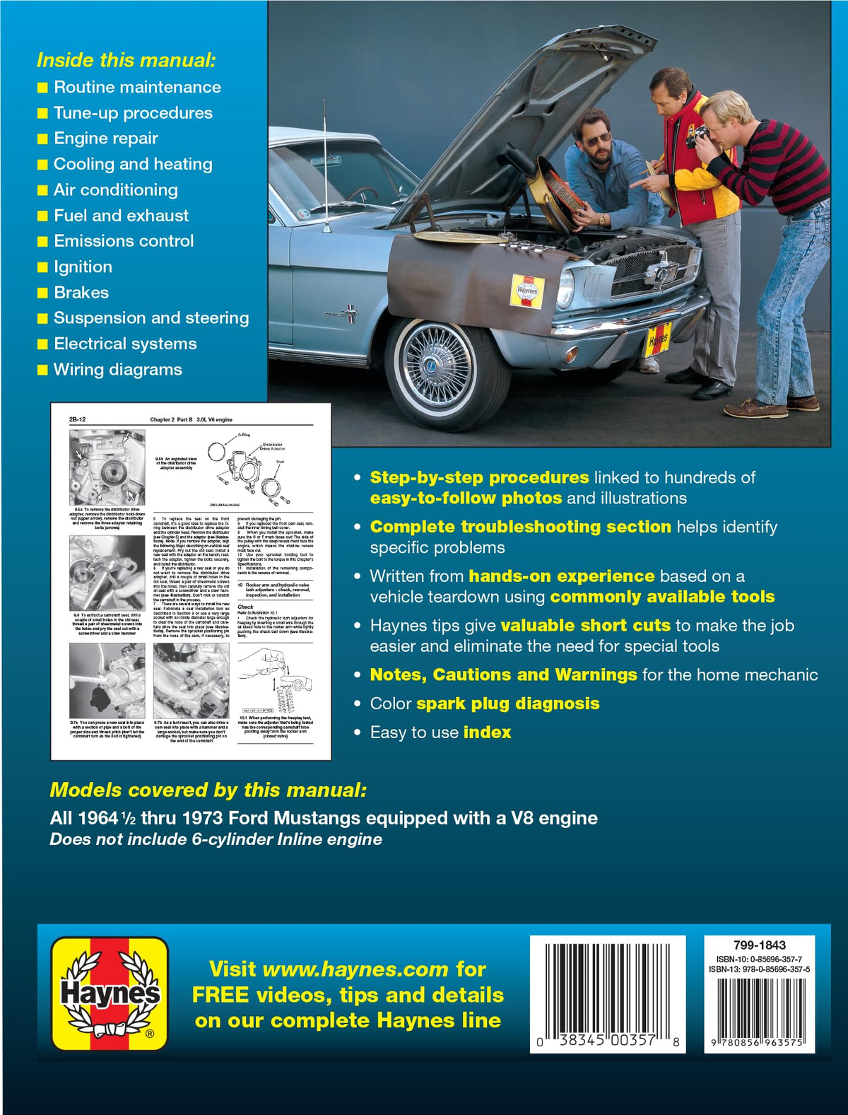 Ford Mustang, Mach 1, GT, Shelby, & Boss V-8 (64-73) Haynes Repair Manual