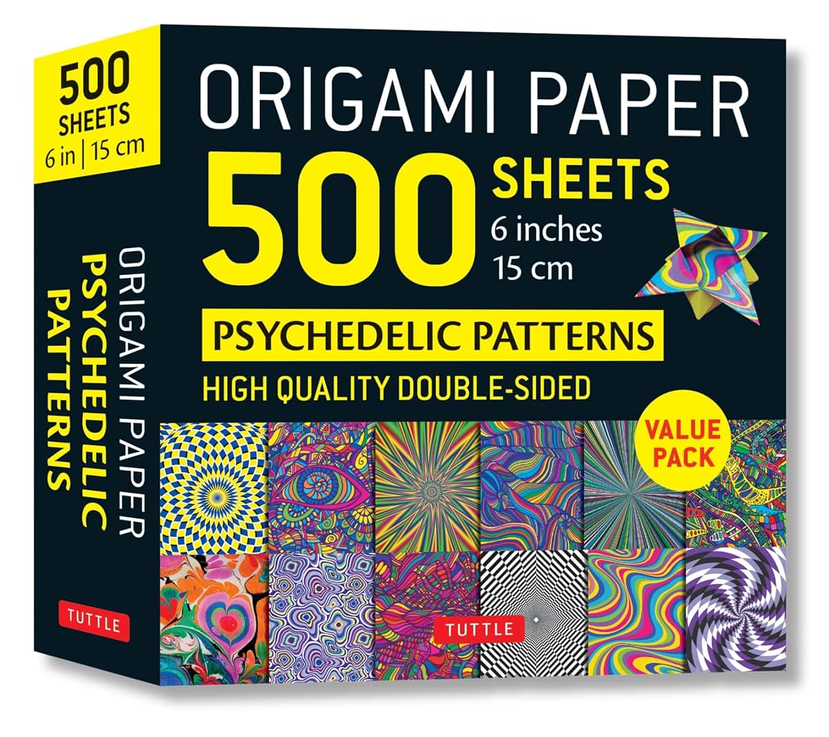 Origami Paper 500 sheets Psychedelic Patterns 6" (15 cm): Tuttle Origami Paper: Double-Sided Origami Sheets Printed with 12 Different Designs (Instructions for 5 Projects Included)