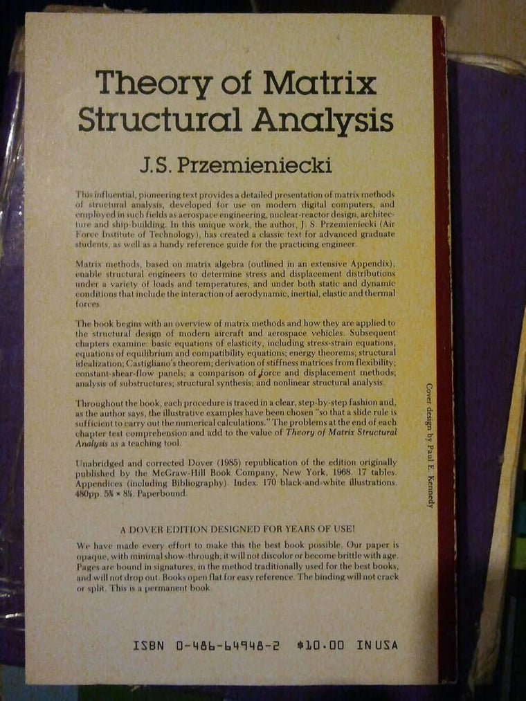 Theory of Matrix Structural Analysis (Dover Civil and Mechan