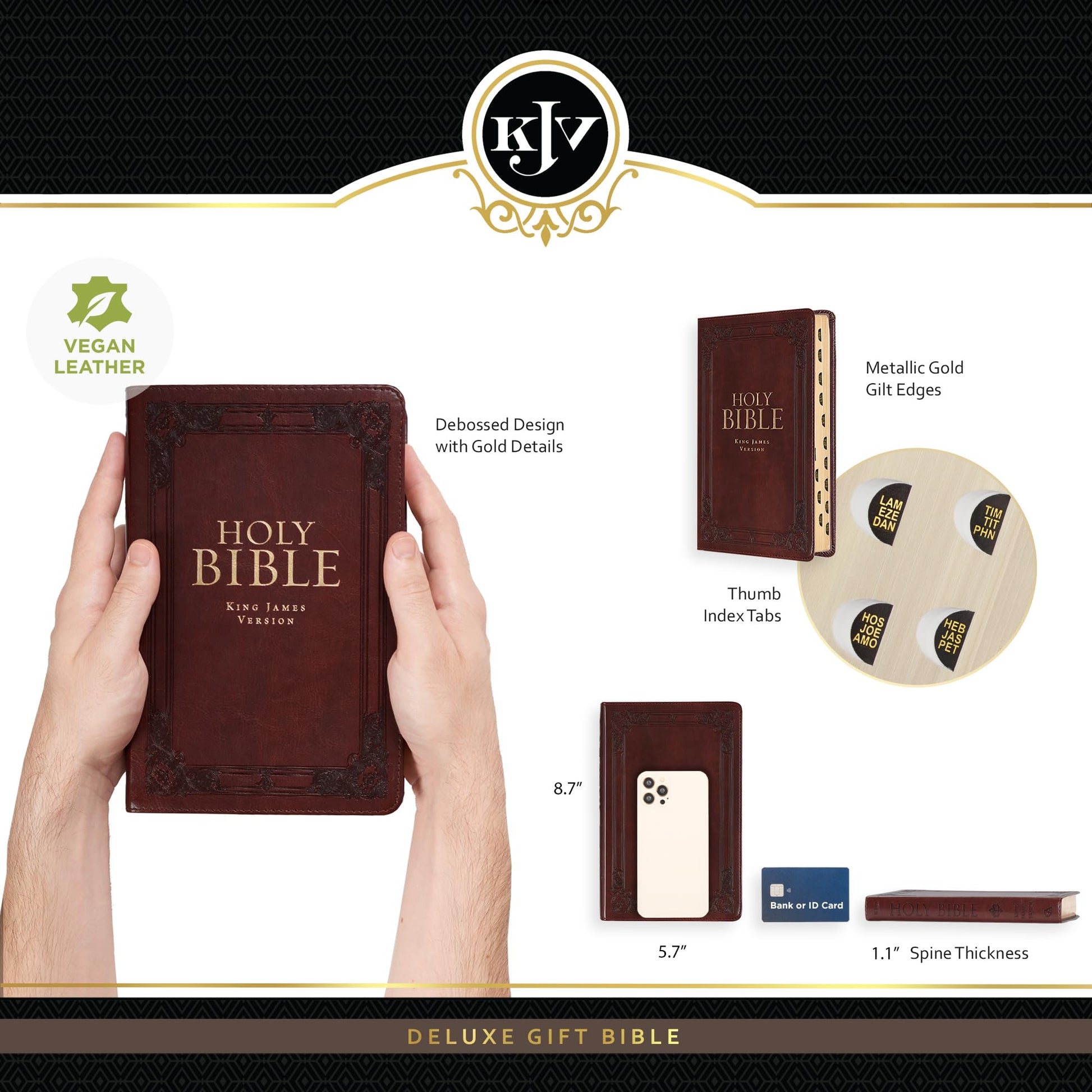 KJV Holy Bible, Standard Size Faux Leather Red Letter Edition Thumb Index & Ribbon Marker, King James Version, Saddle Tan (KJV Deluxe Gift Editions)