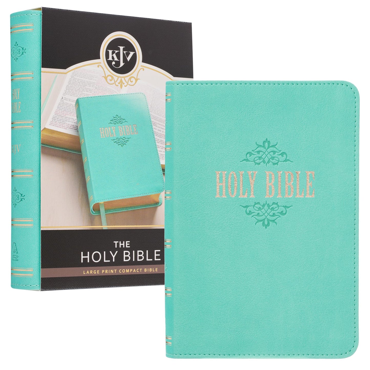 KJV Holy Bible, Compact Large Print Faux Leather Red Letter Edition - Ribbon Marker, King James Version, Robin's Egg Blue (KJV Compact LP Editions)