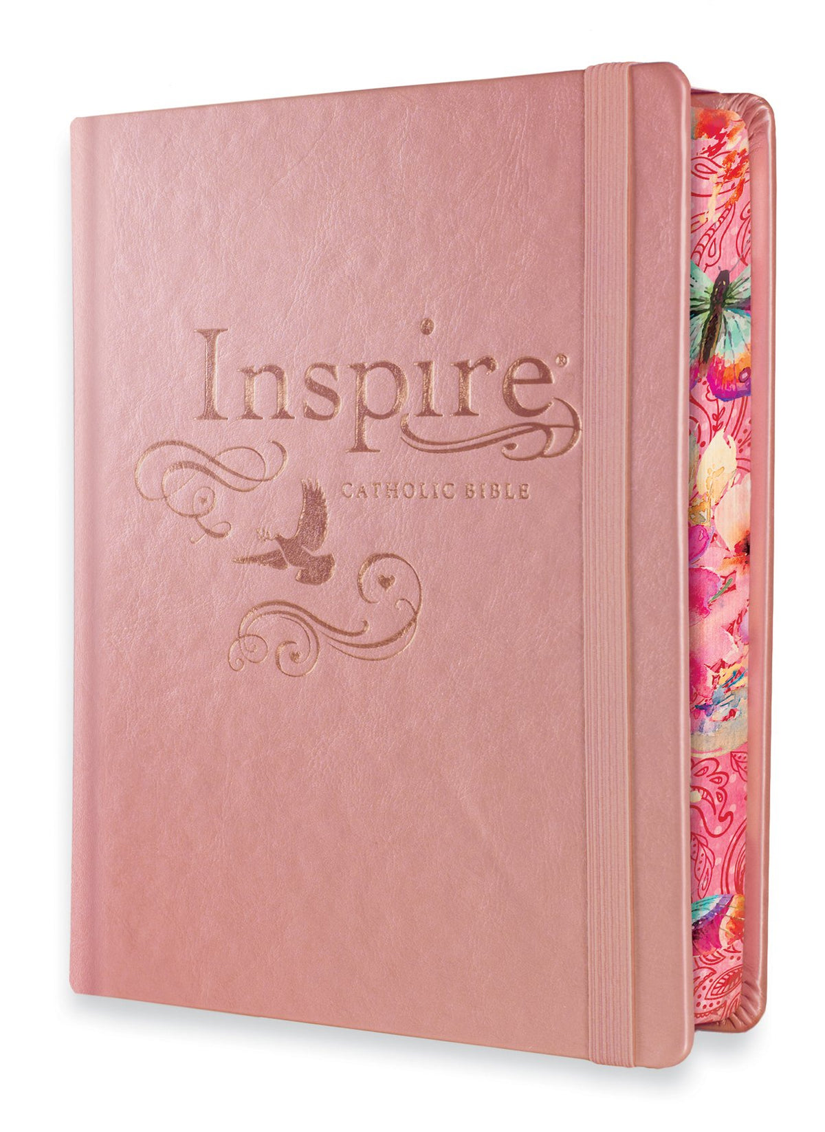 Tyndale NLT Inspire Catholic Bible (Hardcover, Rose Gold): Catholic Coloring Bible-Over 450 Illustrations to Color and Creative Journaling Bible Space, Religious Gifts That Inspire Connection with God