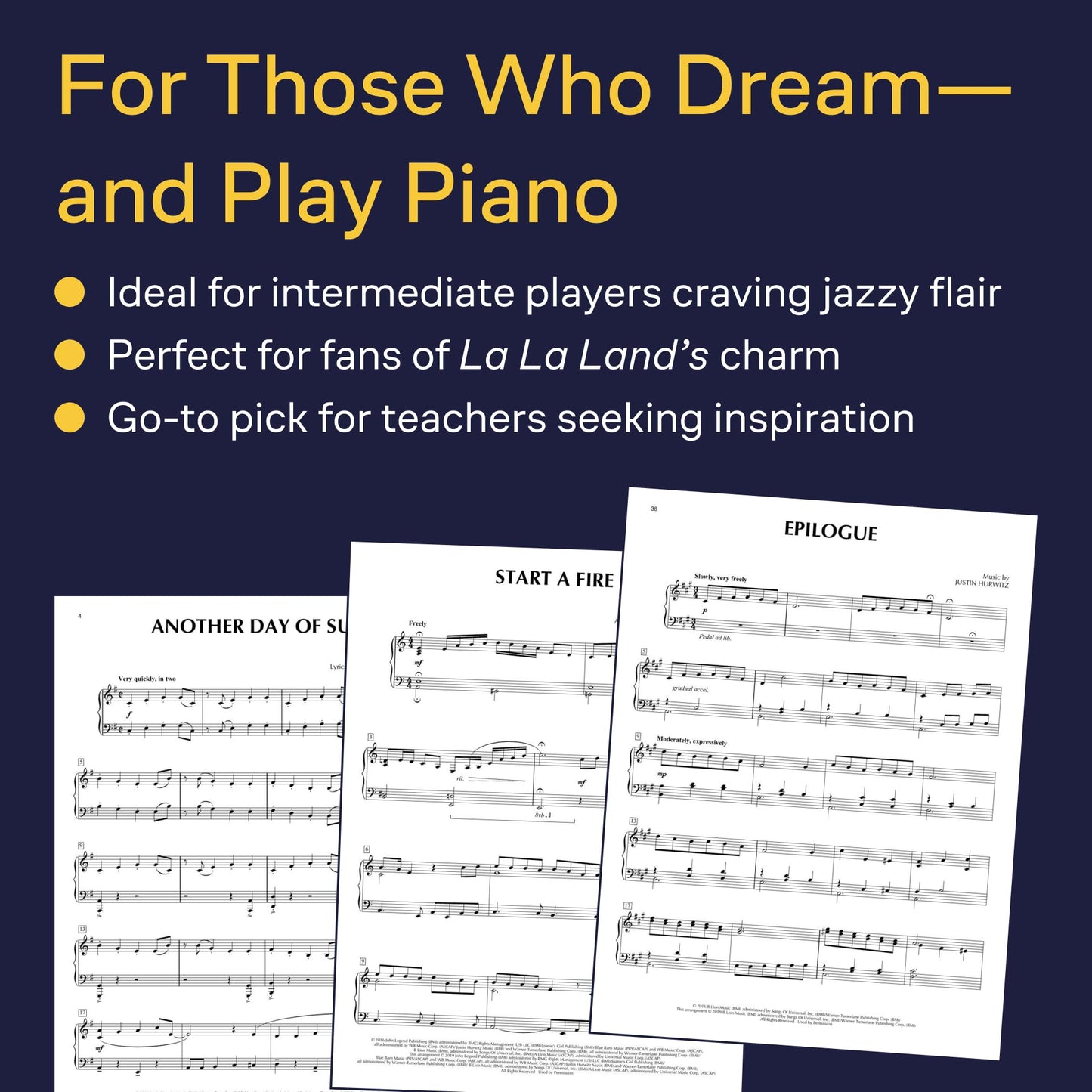 La La Land for Piano Solo Songbook  Intermediate Piano Sheet Music for Pianists  Official Movie Music Book with 10 Film Themes  Ideal for Students Teachers and Music Lovers