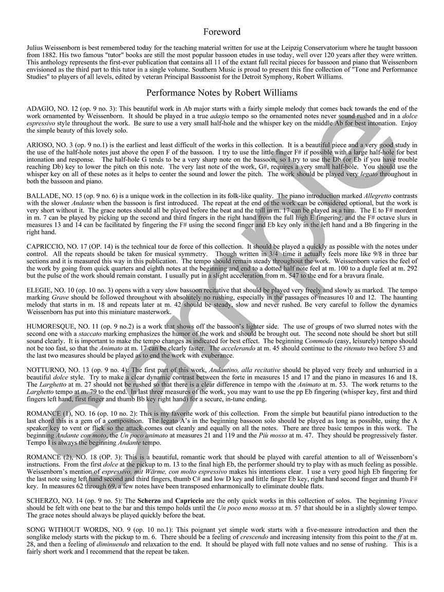 11 Bassoon Recital Pieces from Tone and Performance Studies