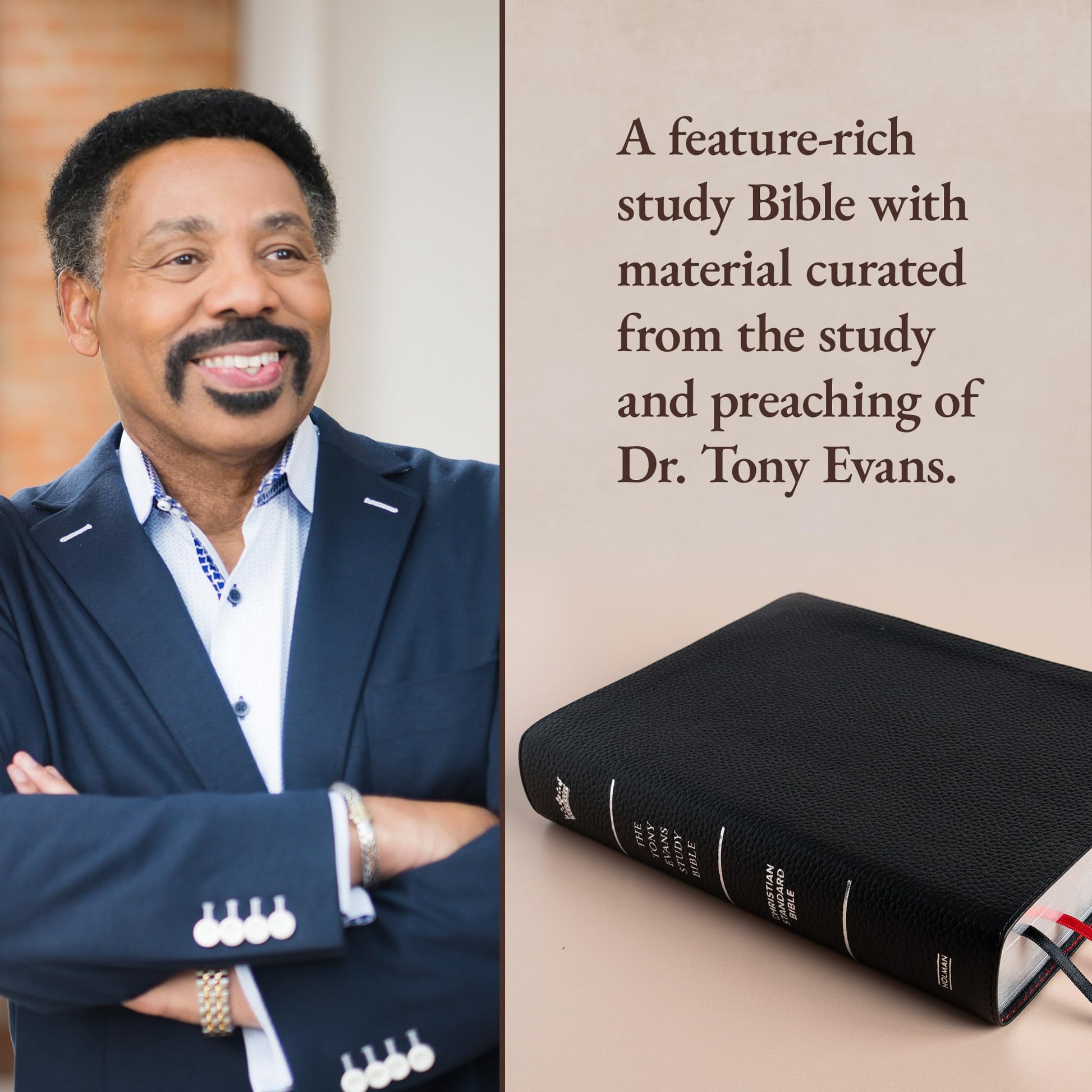 CSB Tony Evans Study Bible, Black Genuine Leather, Black Letter, Study Notes and Commentary, Articles, Videos, Charts, Easy-to-Read Bible Serif Type