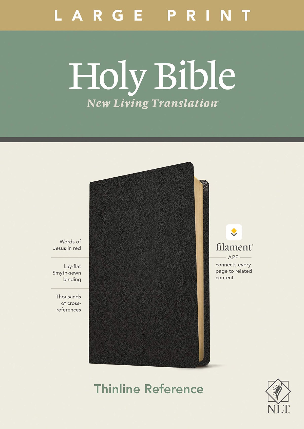 NLT Large Print Thinline Reference Holy Bible (Red Letter, Genuine Leather, Black): Includes Free Access to the Filament Bible App Delivering Study Notes, Devotionals, Worship Music, and Video