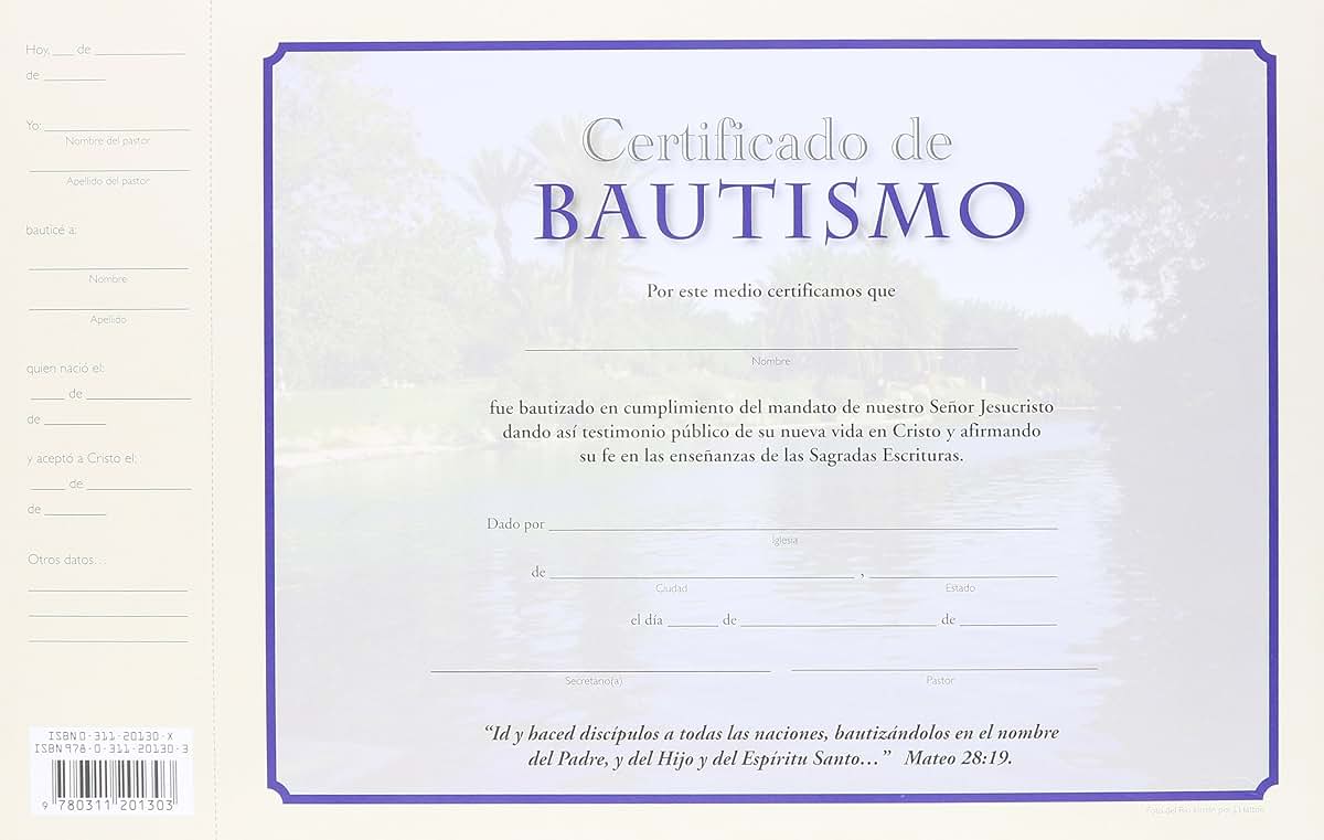 Certificados de bautismo (Spanish Edition)