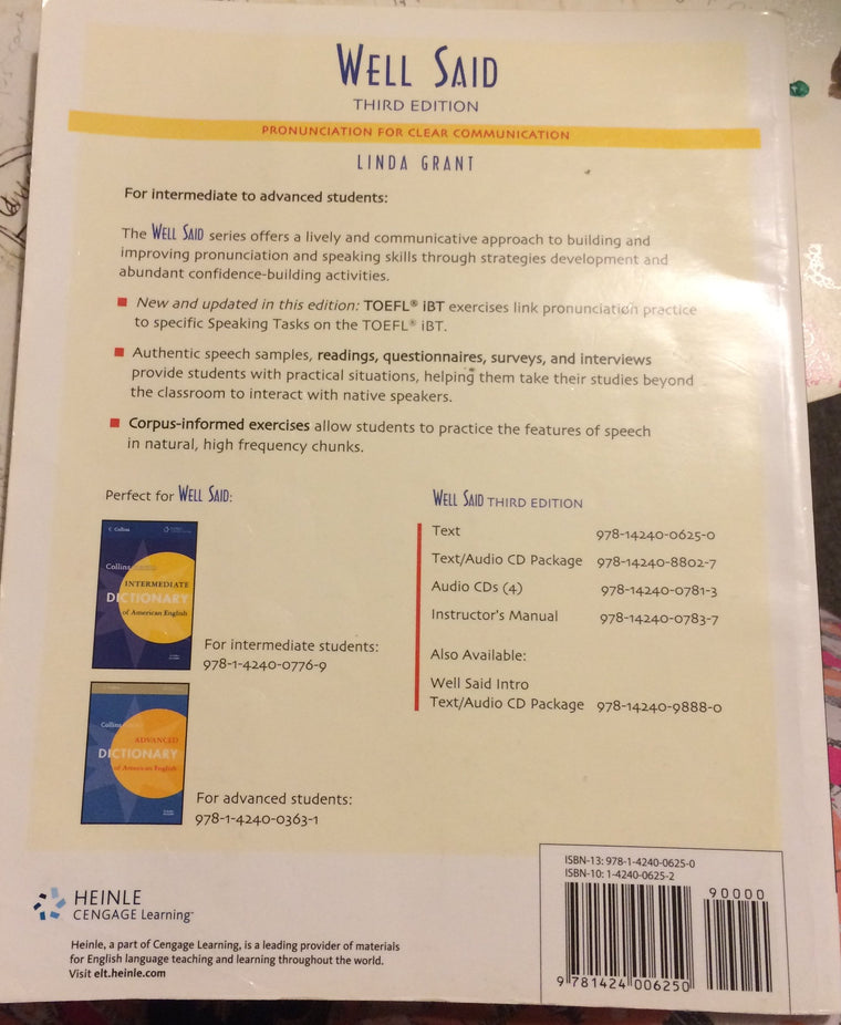 Well Said: Pronunciation for Clear Communication — back cover