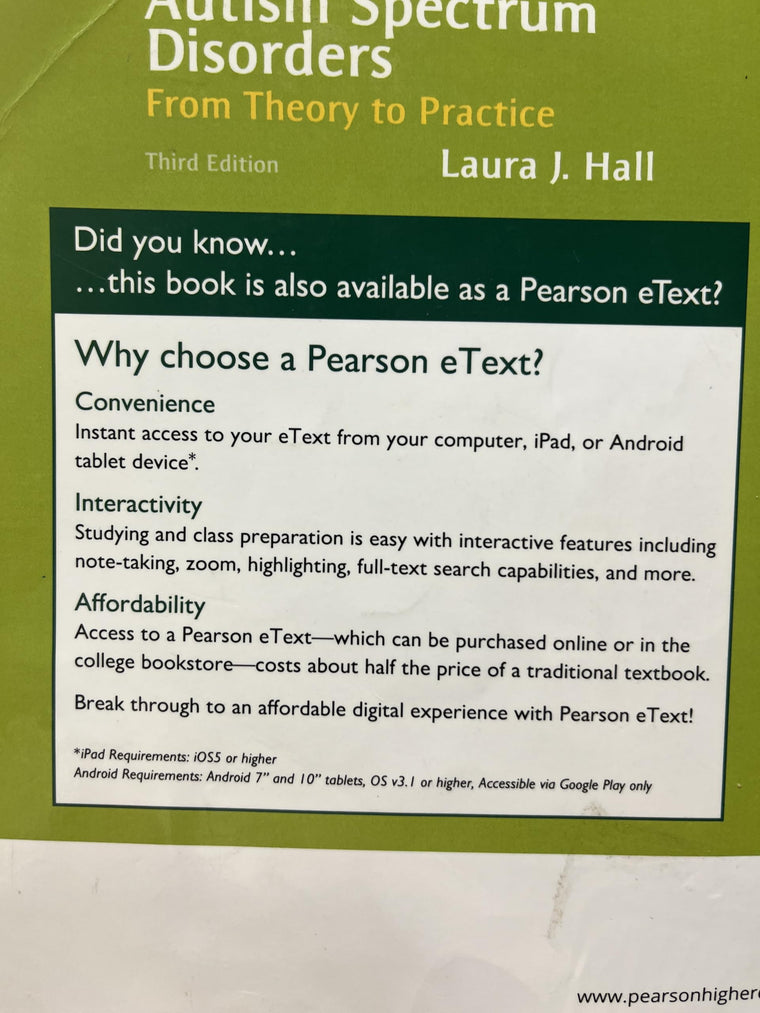Autism Spectrum Disorders: From Theory to Practice — back cover