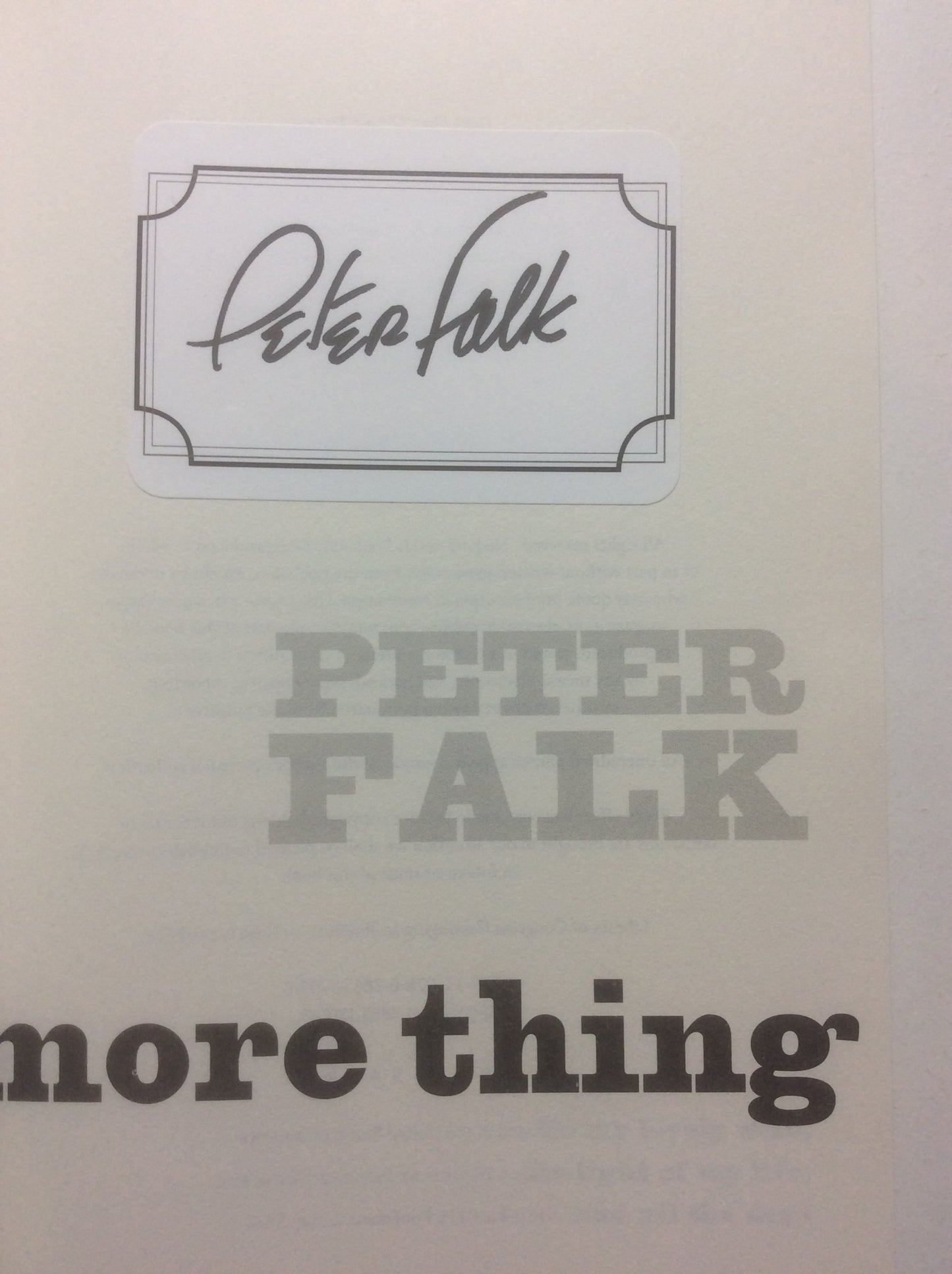 Just One More Thing: Stories from My Life by Peter Falk