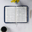 KJV Holy Bible, Thinline Large Print Faux Leather Red Letter Edition Thumb Index Ribbon Marker, King James Version, Blue Printed Floral, Zipper Closure (KJV Thinline LP Editions)