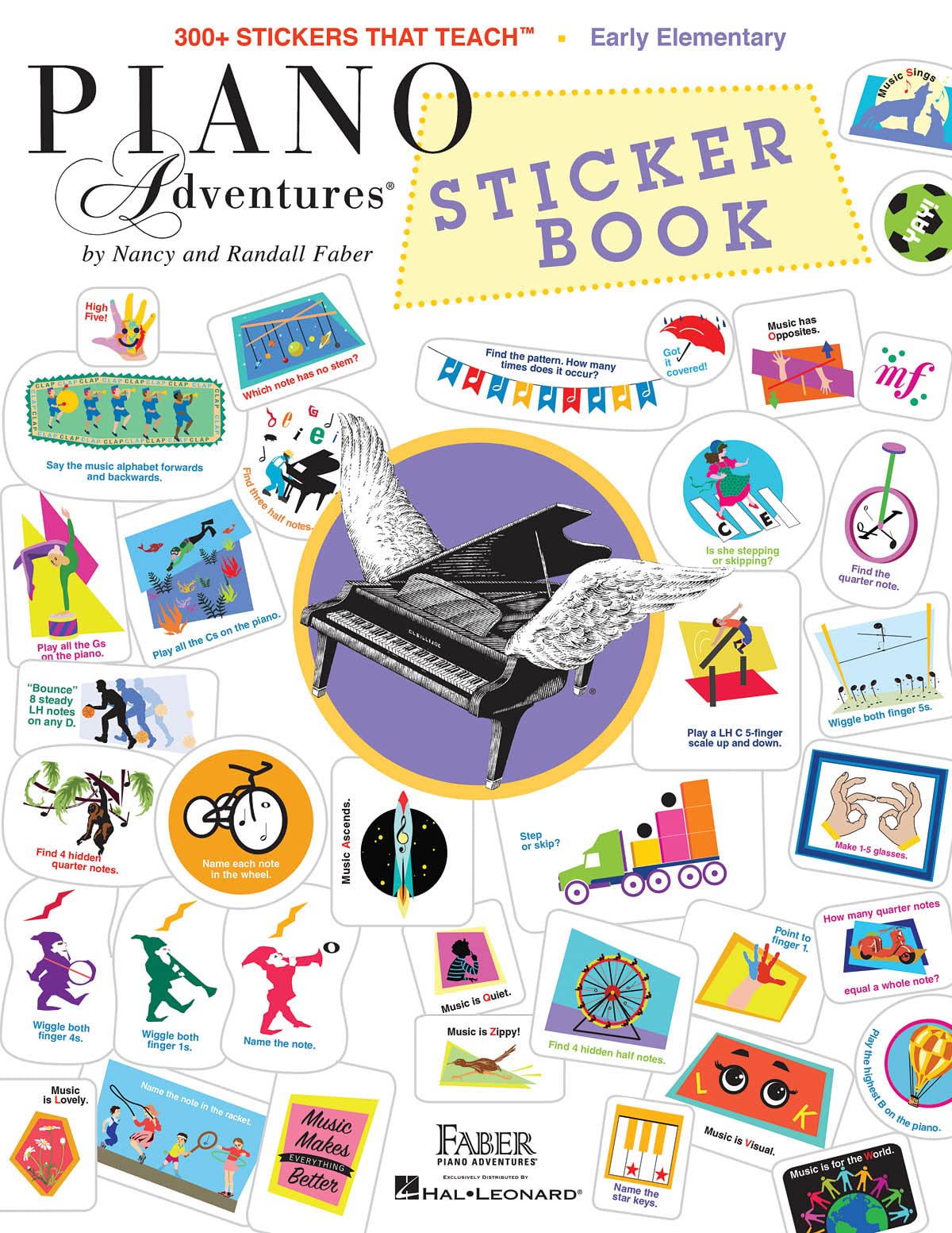 Piano Adventures Sticker Book  Over 300 Educational Music Stickers for Kids  Beginner Piano Method and Learning Resource  Fun Piano Teaching Tool with Awards and Certificates  Faber Primer Level