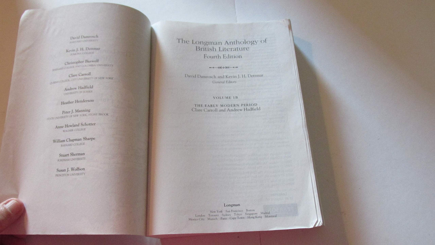 Longman Anthology of British Literature, The: The Early Modern Period, Volume 1B
