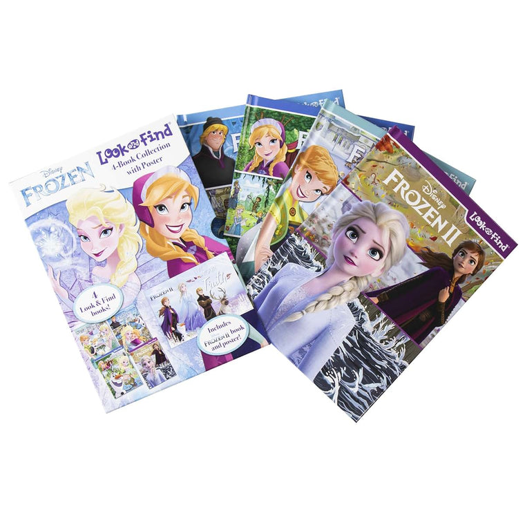 Disney Frozen and Frozen 2 Look and Find Activity Book Collection - Includes Poster - PI Kids
