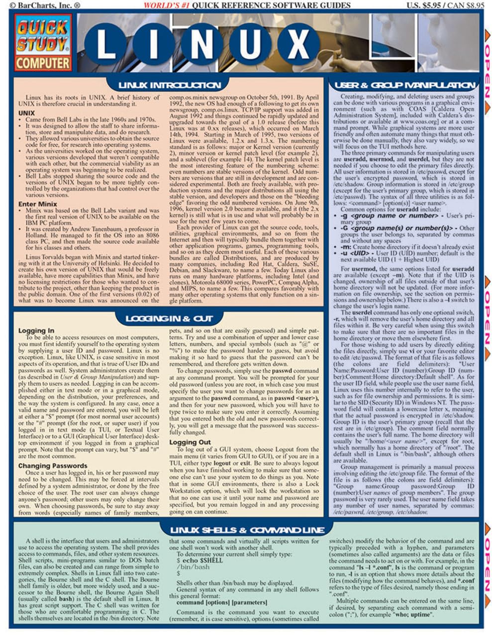 Linux: a QuickStudy Laminated Reference Guide (Quick Study Computer)