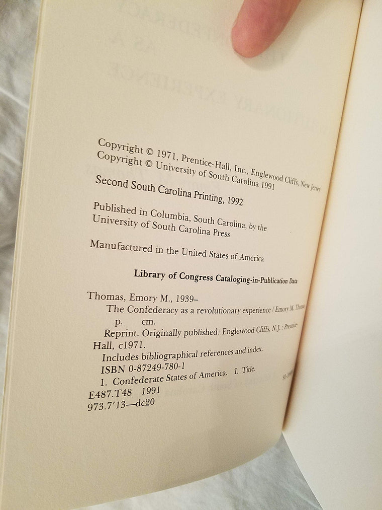 The Confederacy as a Revolutionary Experience — back cover