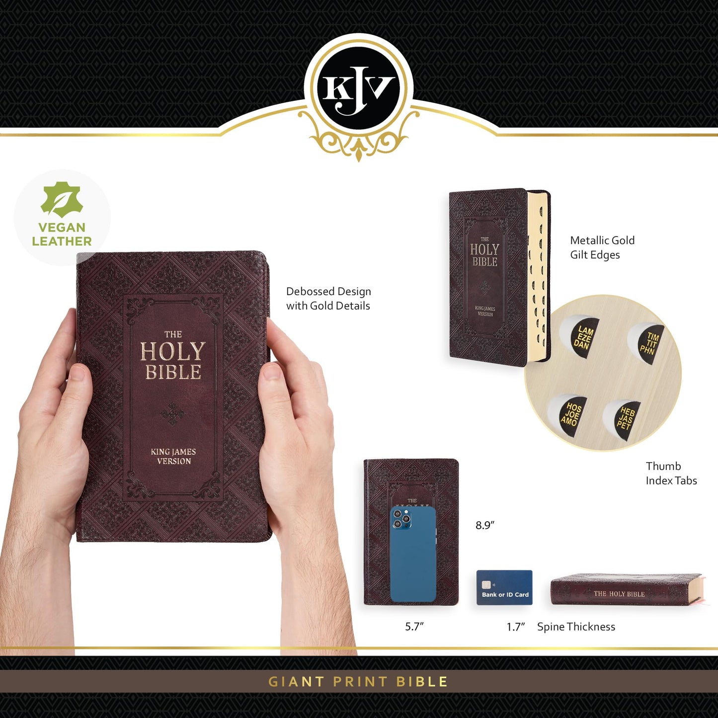 KJV Holy Bible, Giant Print Standard Size Faux Leather Red L