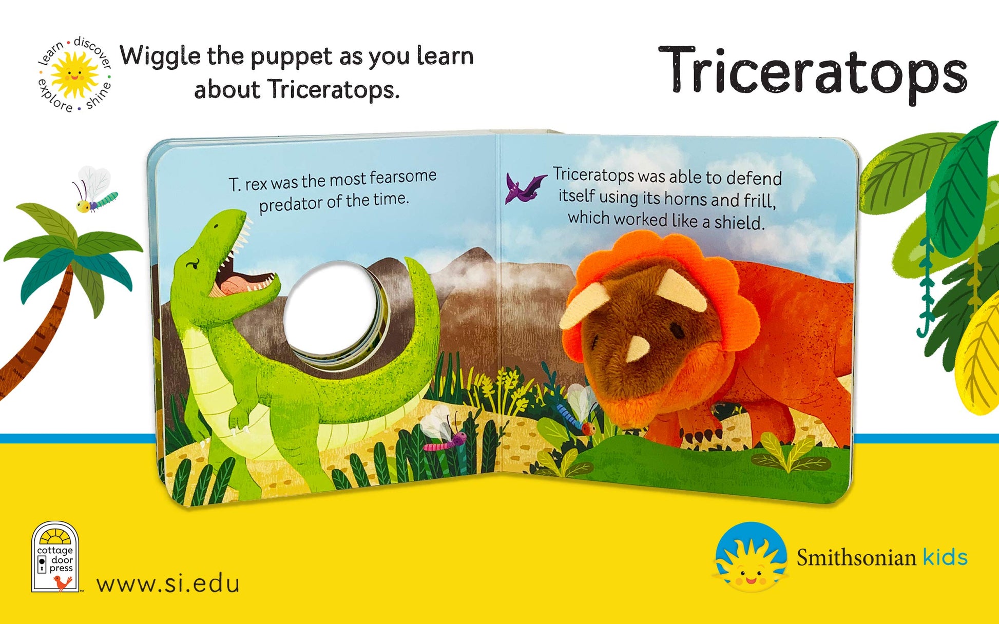 Dinosaur Finger Puppet Board Book From Smithsonian Kids: Triceratops - For Little Dinosaur Lovers Ages 1 - 3