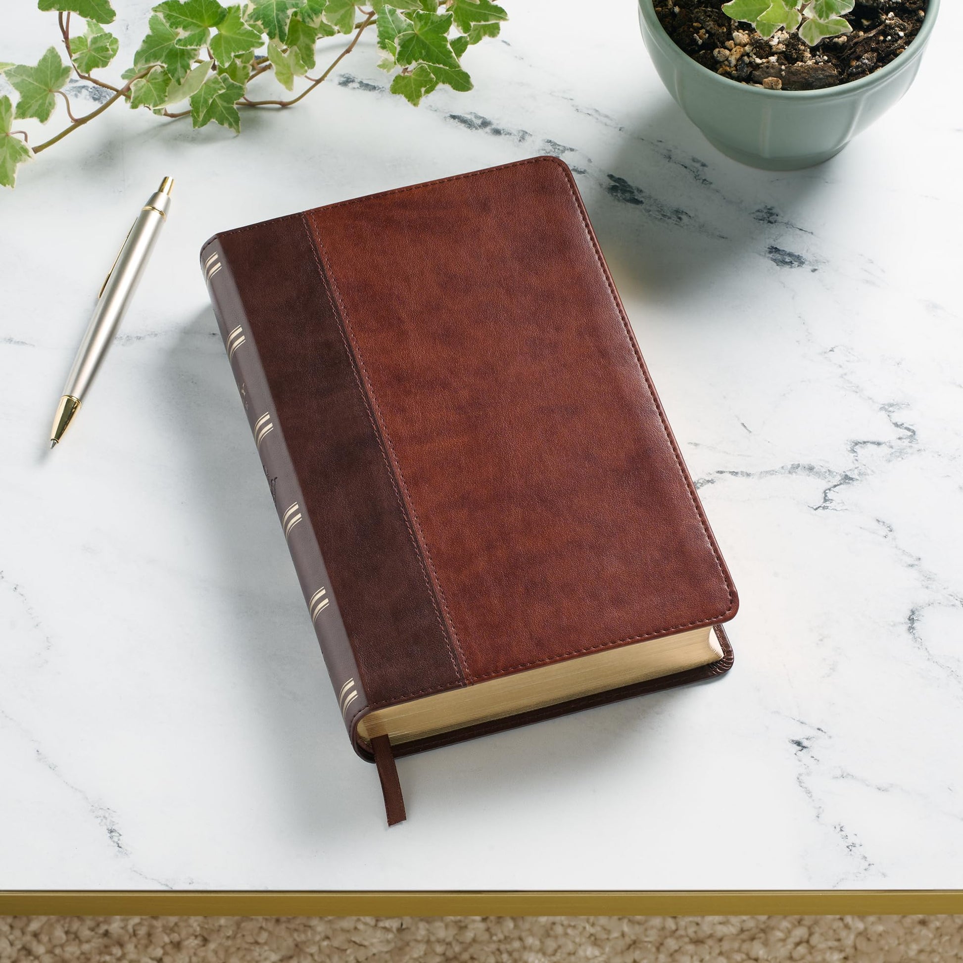 KJV Holy Bible, Giant Print Standard Size Faux Leather Red Letter Edition - Thumb Index & Ribbon Marker, King James Version, Brown Two-tone (KJV Standard GP Editions)