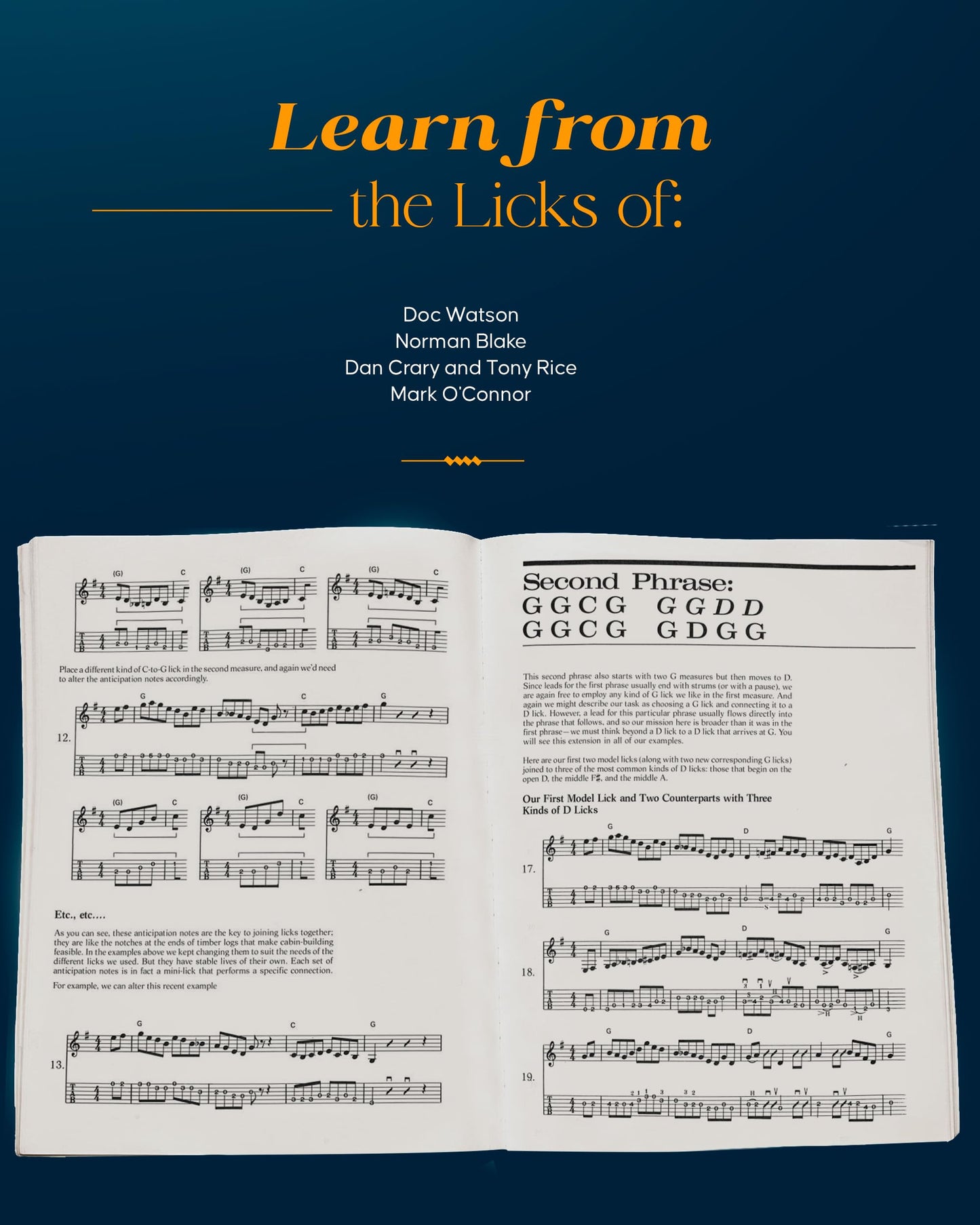 Hot Licks for Bluegrass Guitar Book - Fingerstyle Guitar Book with Over 350 Bluegrass Licks - Guitar Tab Book with Trail-Offs, Crosspicking, Floating