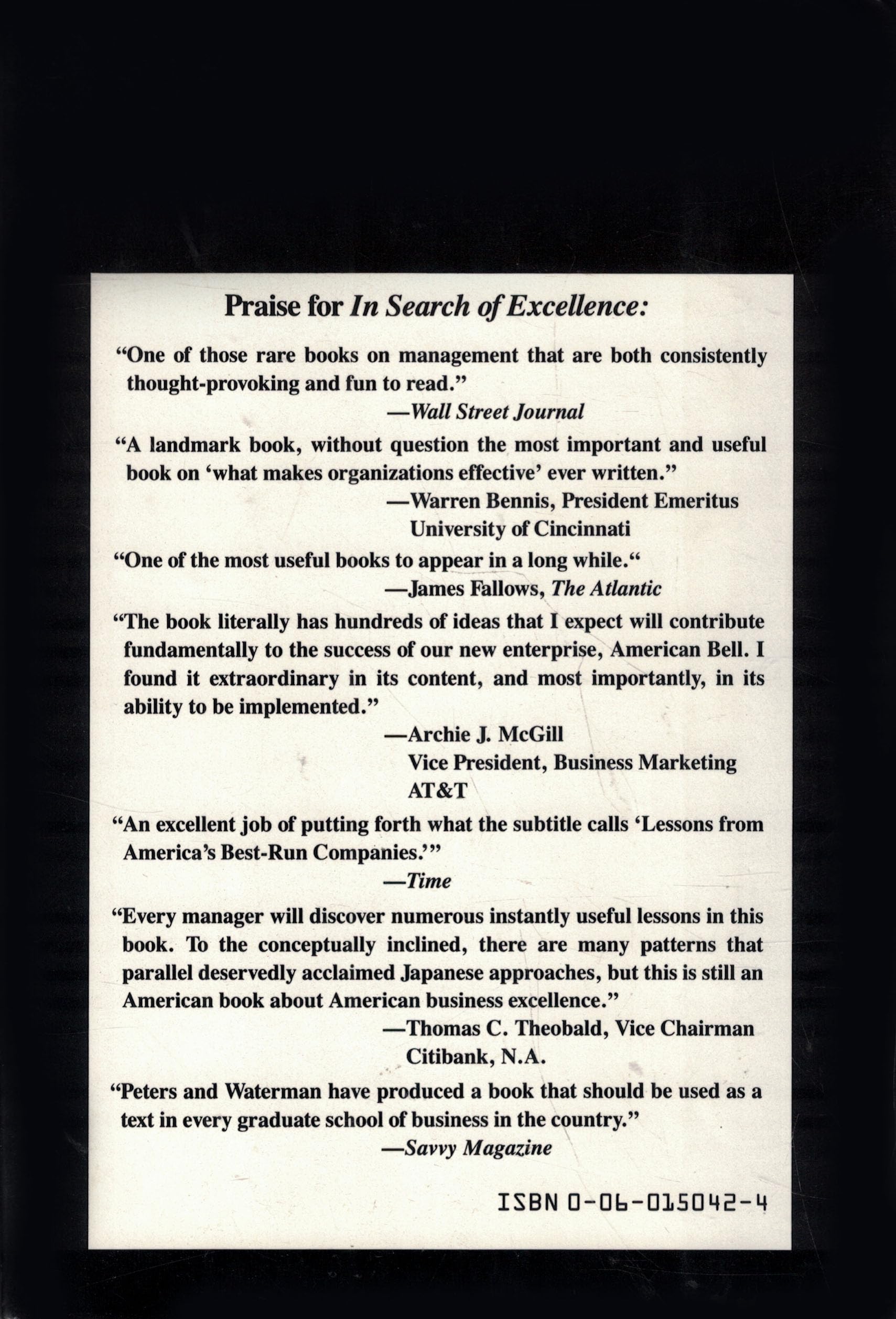 In Search of Excellence: Lessons from America's Best-Run Companies
