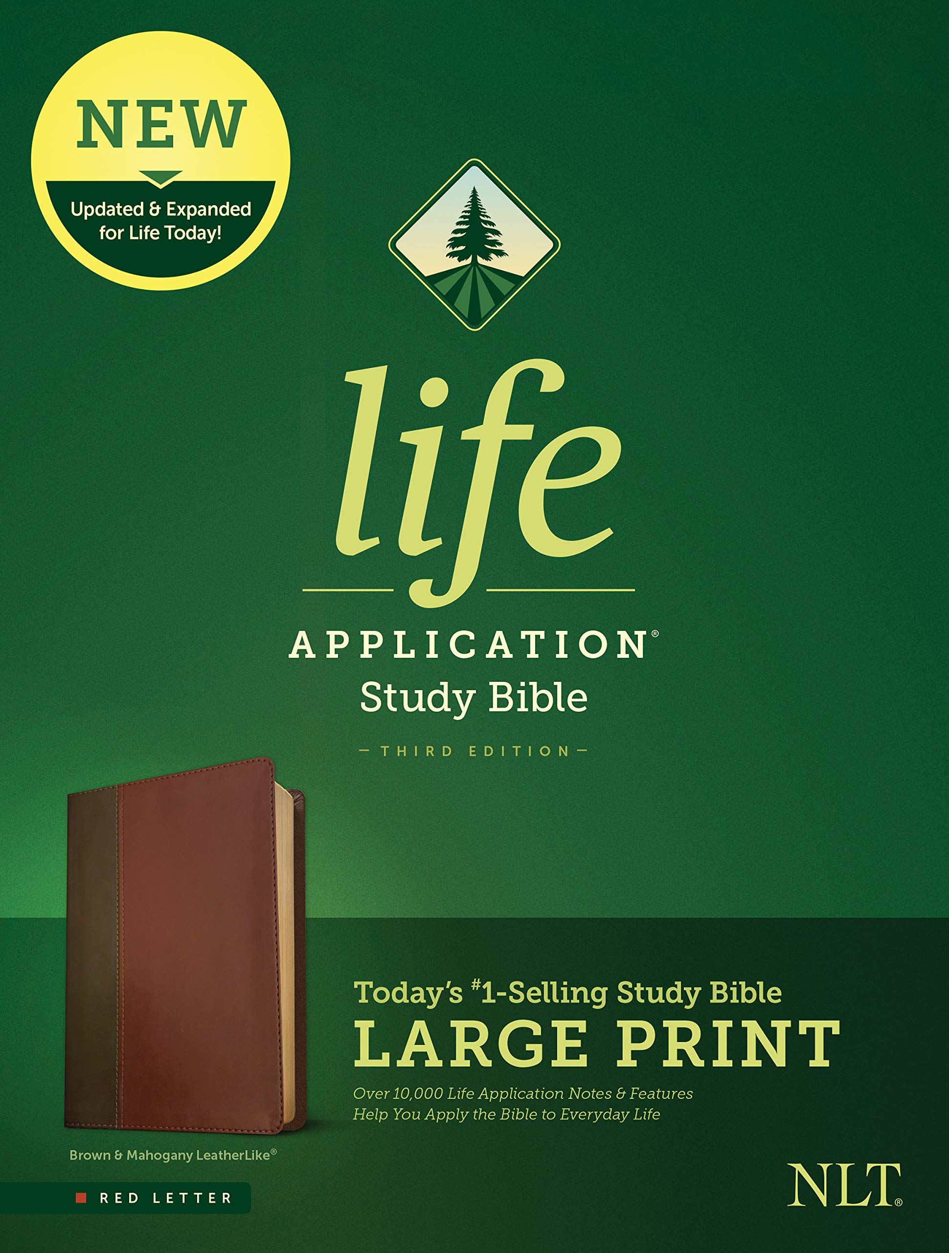 NLT Life Application Study Bible, Third Edition, Large Print (LeatherLike, Brown/Mahogany, Red Letter)