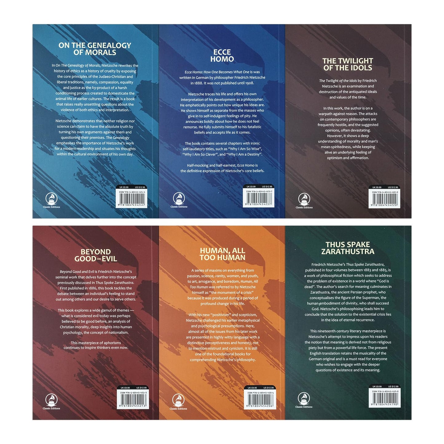Complete Works Of Friedrich Nietzsche 6 Book Collection (Thus Spake Zarathustra, Human all too human, Beyond good and evil, The twilight of the idols, Ecch homo, On the genealogy of morals)