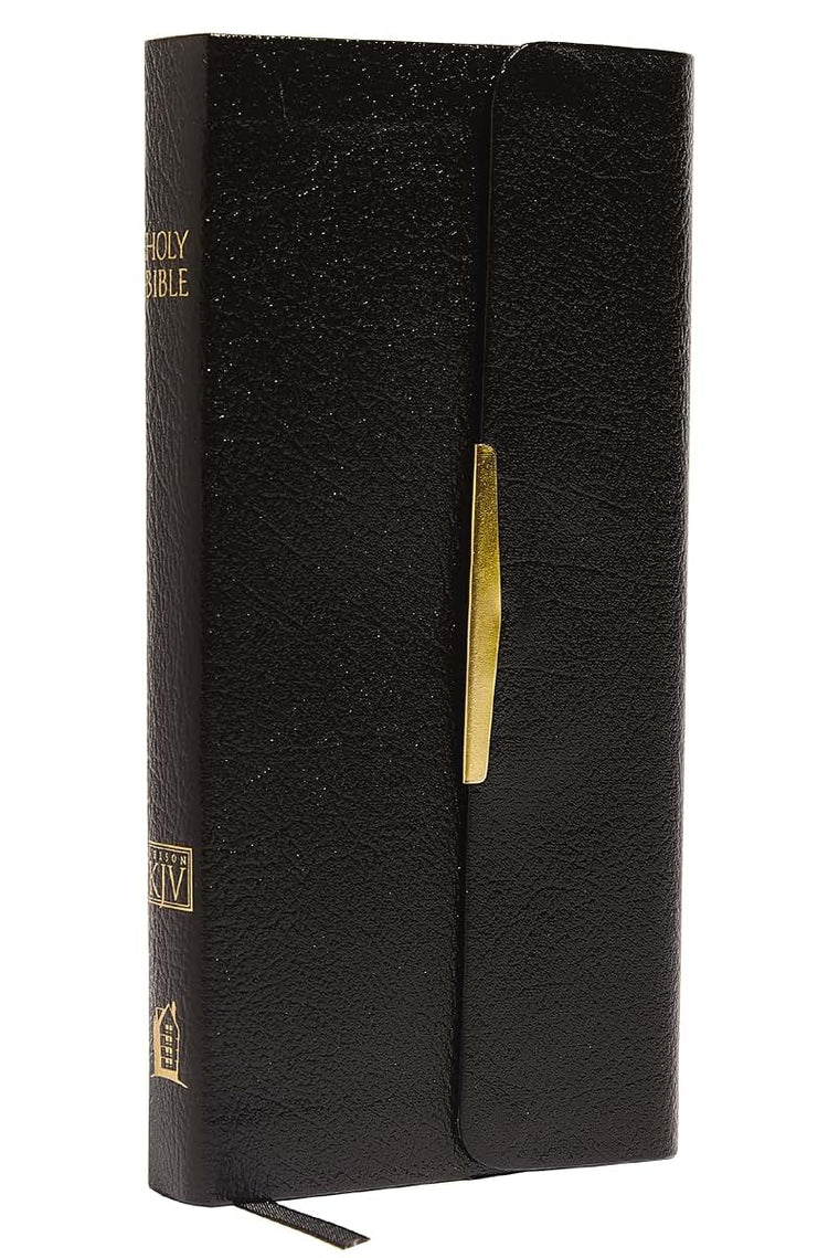 KJV Compact Checkbook Bible, Black Bonded Leather, Red Lette
