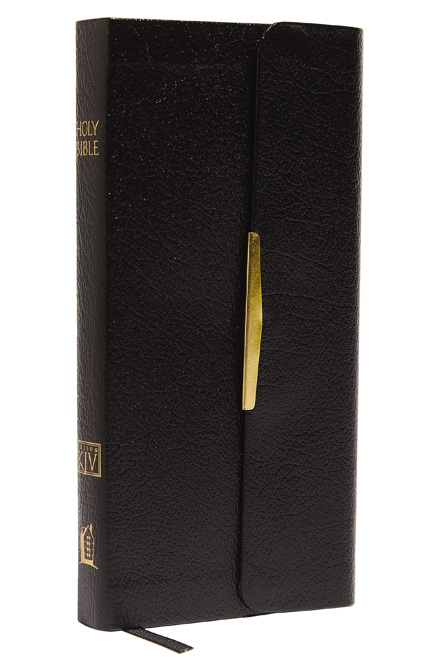 KJV Compact Checkbook Bible, Black Bonded Leather, Red Lette