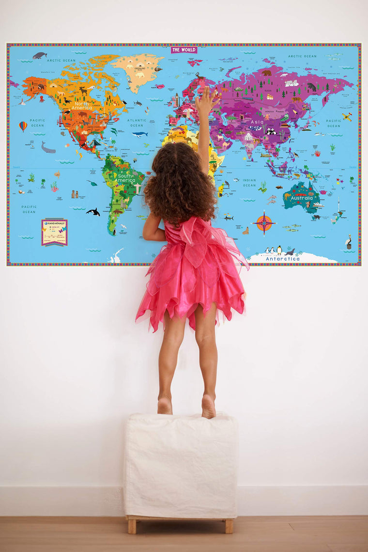 Rand McNally Kids' Illustrated World Wall Map - Paper Rolled