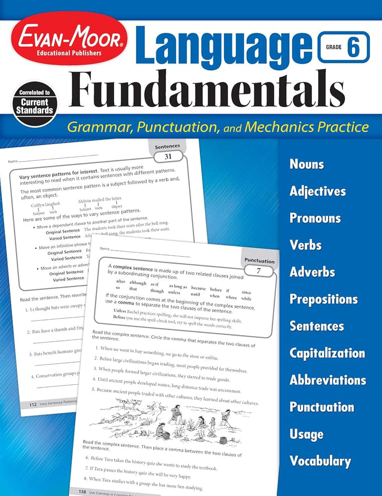 Evan-Moor Language Fundamentals, Grade 6, Teacher Reproducibles