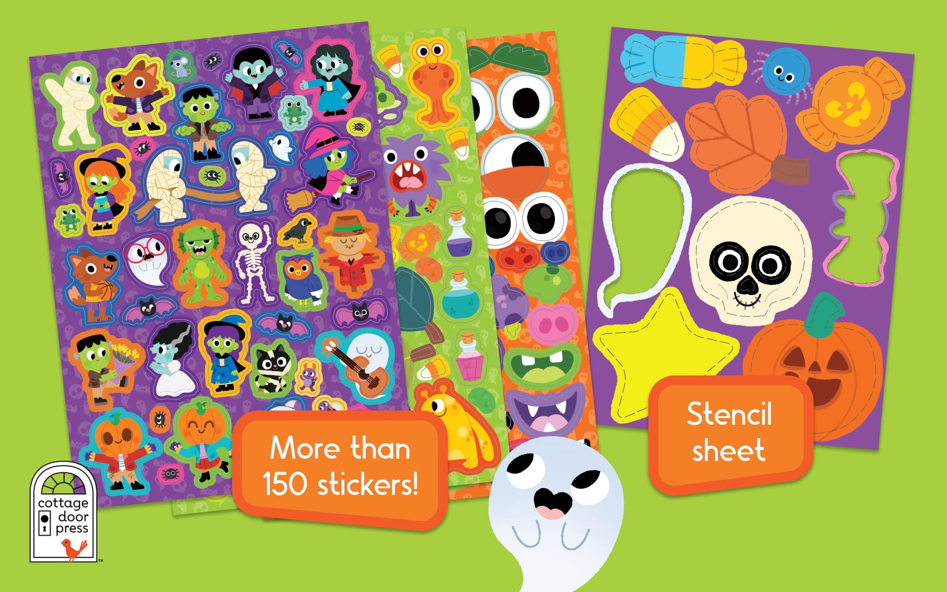 Halloween Scissor & Paste Skills for Kids Ages 3-8, Includes Stickers & Stencils!