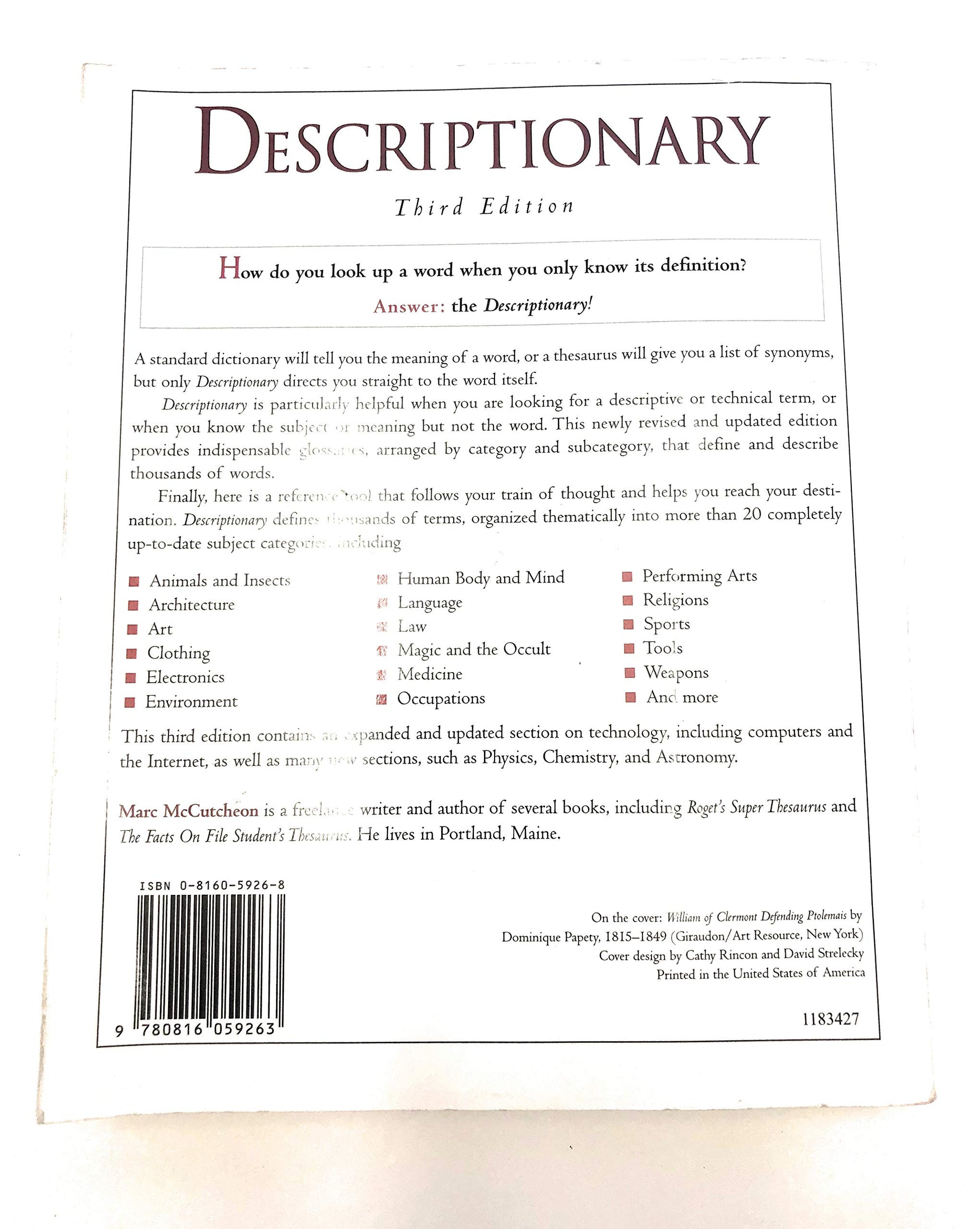 Descriptionary: A Thematic Dictionary
