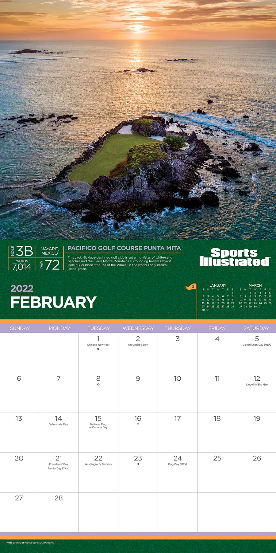 2022 Sports Illustrated Golf Courses Wall Calendar