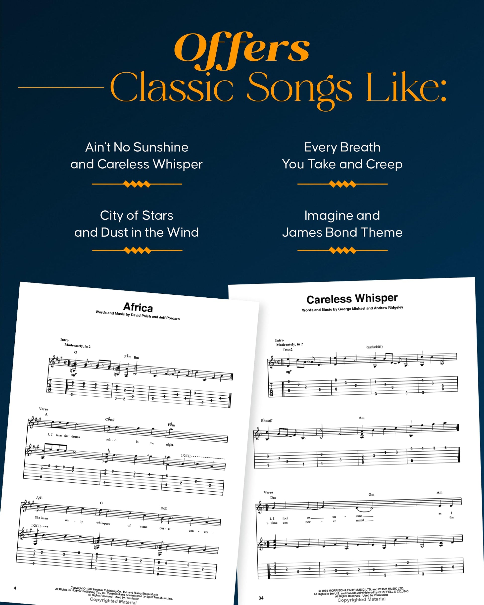 100 Most Popular Songs for Fingerpicking Guitar: Solo Guitar Arrangements in Standard Notation and Tab - Guitar Sheet Music Book for Beginners and Advanced Players