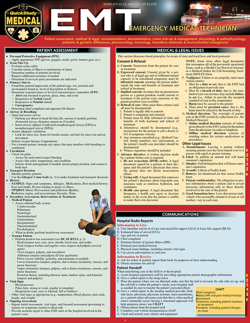 EMT- Emergency Medical Technician: a QuickStudy Laminated Reference Guide