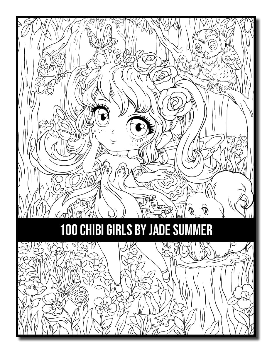 100 Chibi Girls: An Adult Coloring Book Collection with Cute Girls, Fantasy, Horror, Christmas, and More!
