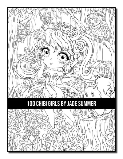 100 Chibi Girls: An Adult Coloring Book Collection with Cute Girls, Fantasy, Horror, Christmas, and More!