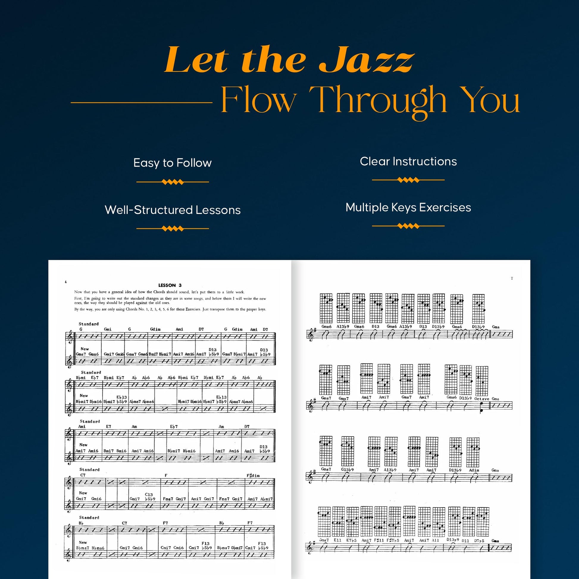 Mickey Baker's Complete Course in Jazz Guitar Book 1  Jazz Guitar Instructional Method for Beginners and Intermediate Players  Learn Jazz Chords Riffs Solos and Harmonic Techniques