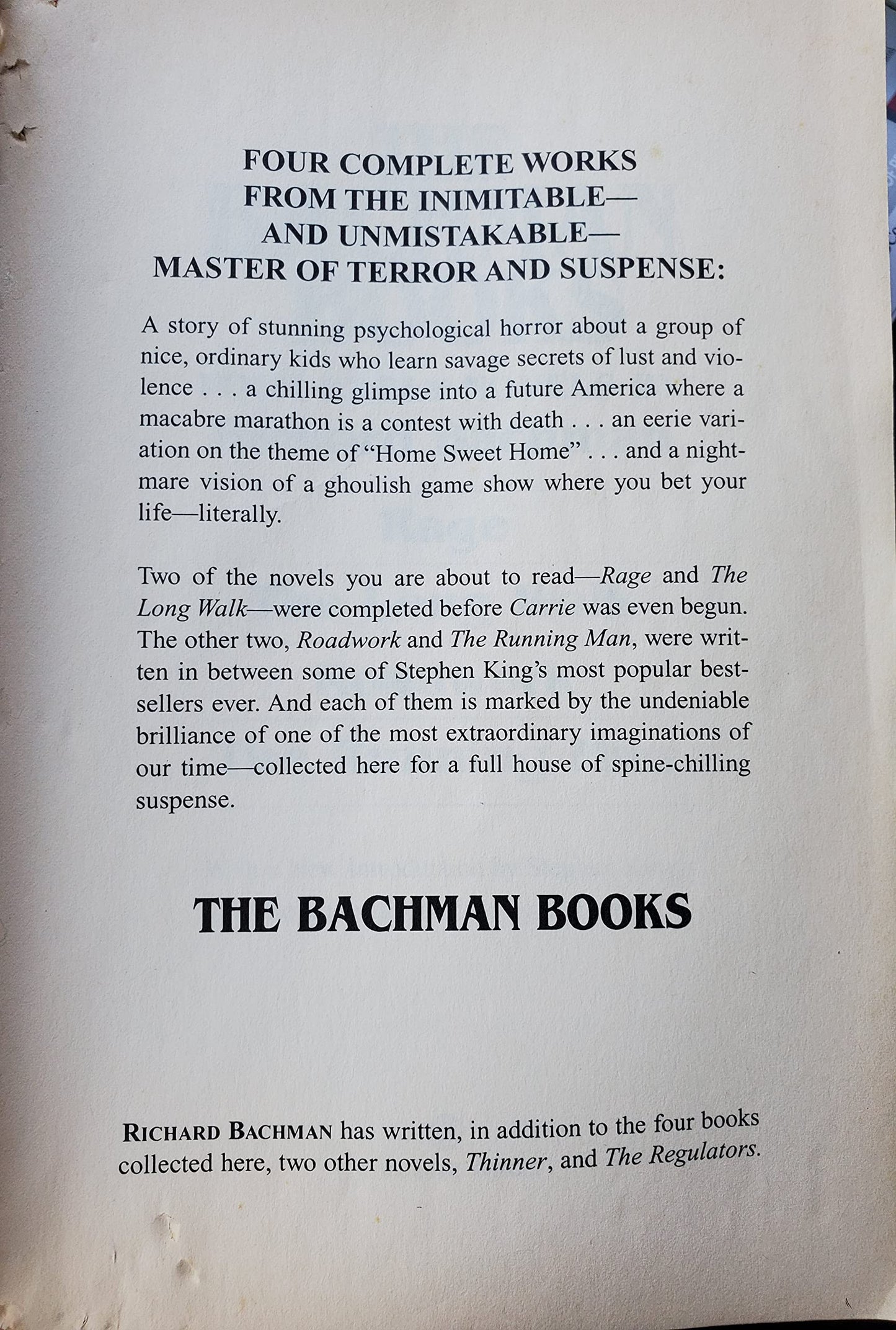 The Bachman Books: Four Early Novels by Richard Bachman