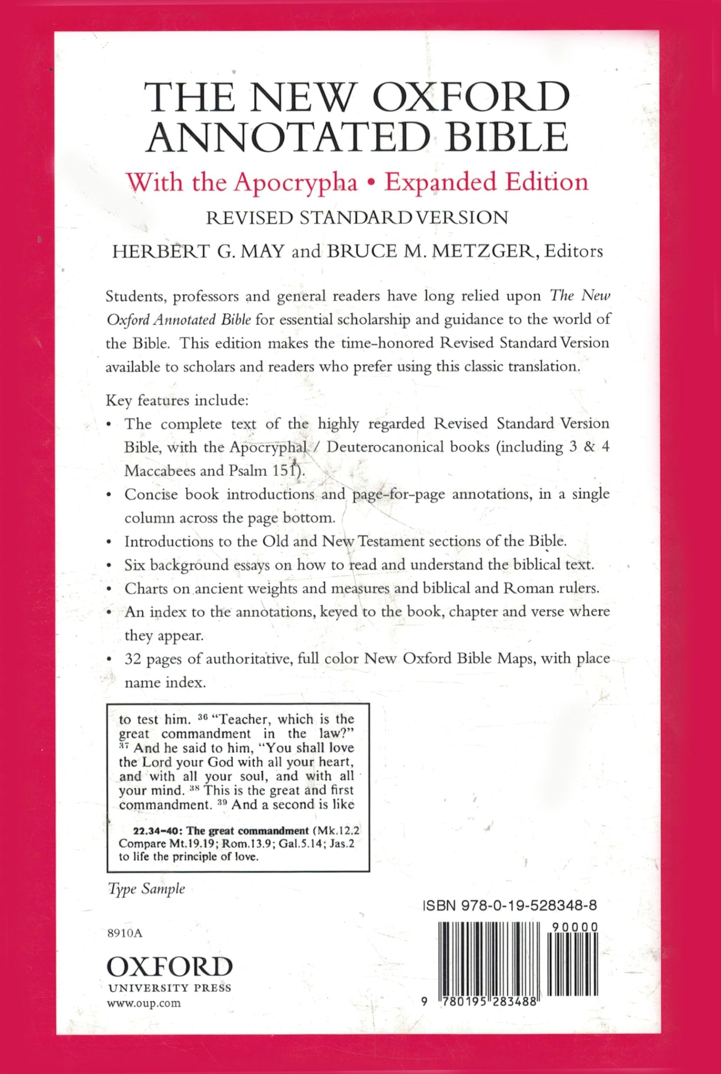 The New Oxford Annotated Bible with the Apocrypha, Revised Standard Version, Expanded Edition (Hardcover 8910A)