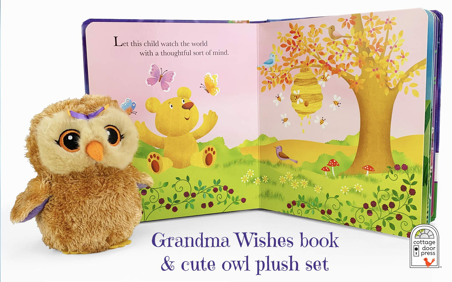 Grandma Wishes Padded Board Book And Owl Plush Gift Set