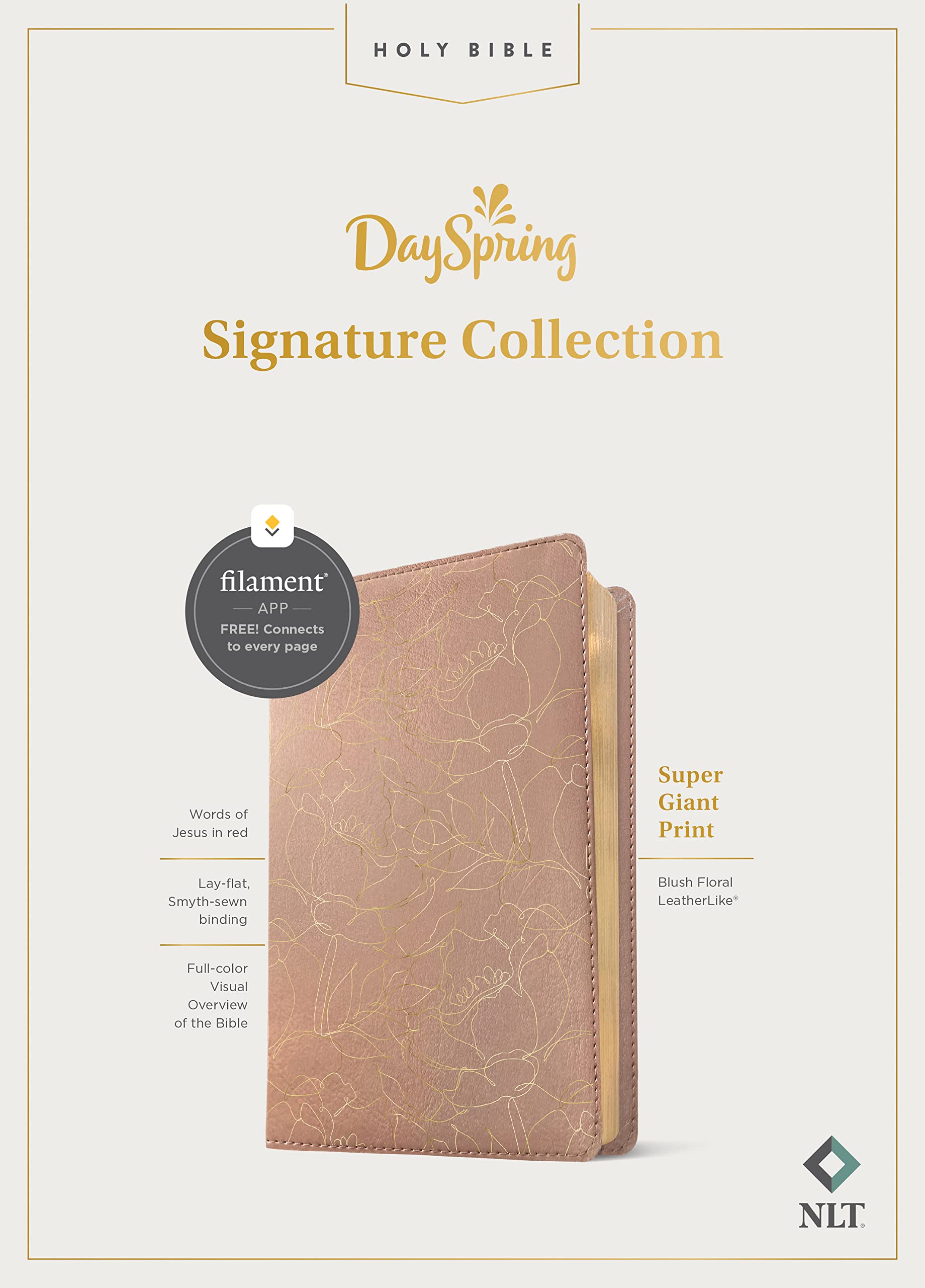 NLT Super Giant Print Bible, DaySpring Signature Collection, Filament Enabled (LeatherLike, Blush Floral, Red Letter): DaySpring Signature Collection
