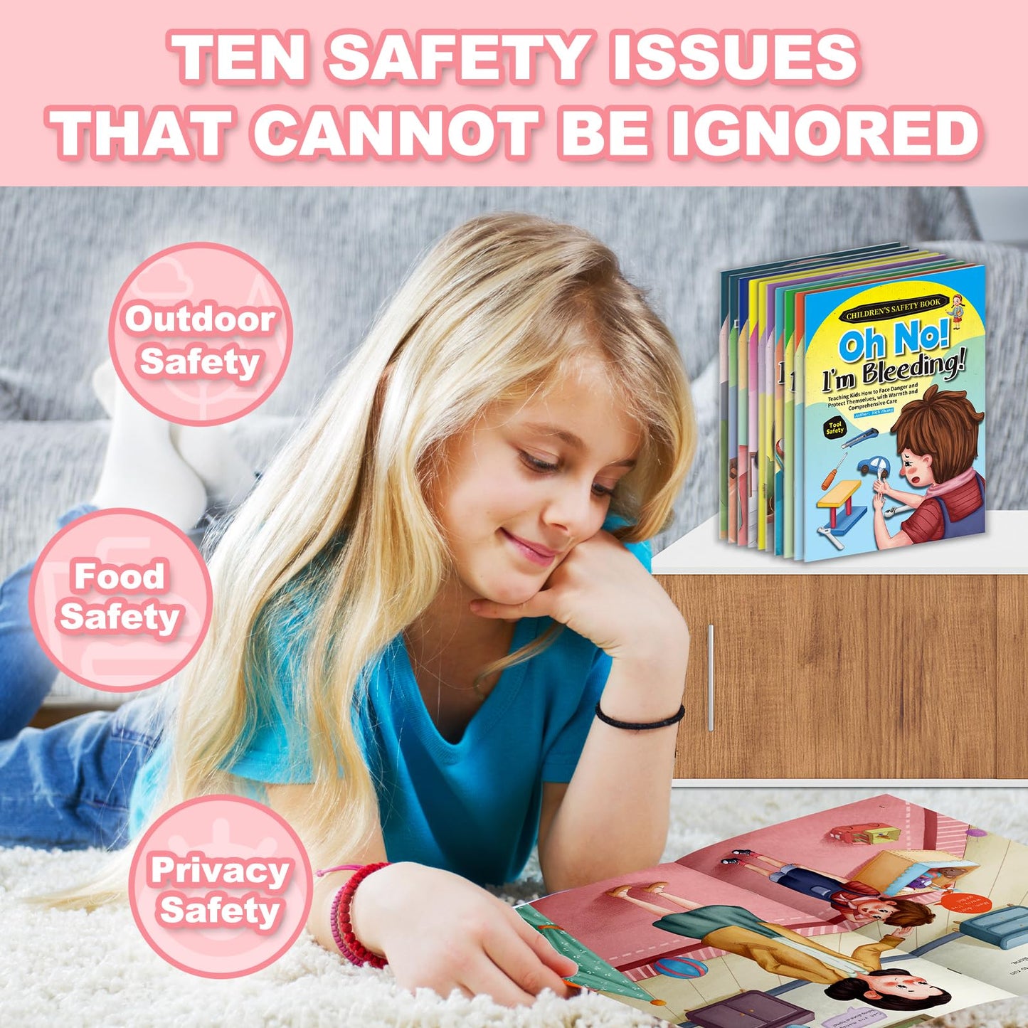 10PCS Body Safety Book for Kids Box Set ,Picture Stories Book for Kids About Outdoor, Food, Privacy Safety - Fun & Educational Kids Books for Ages 4-9, Children's Safety Books