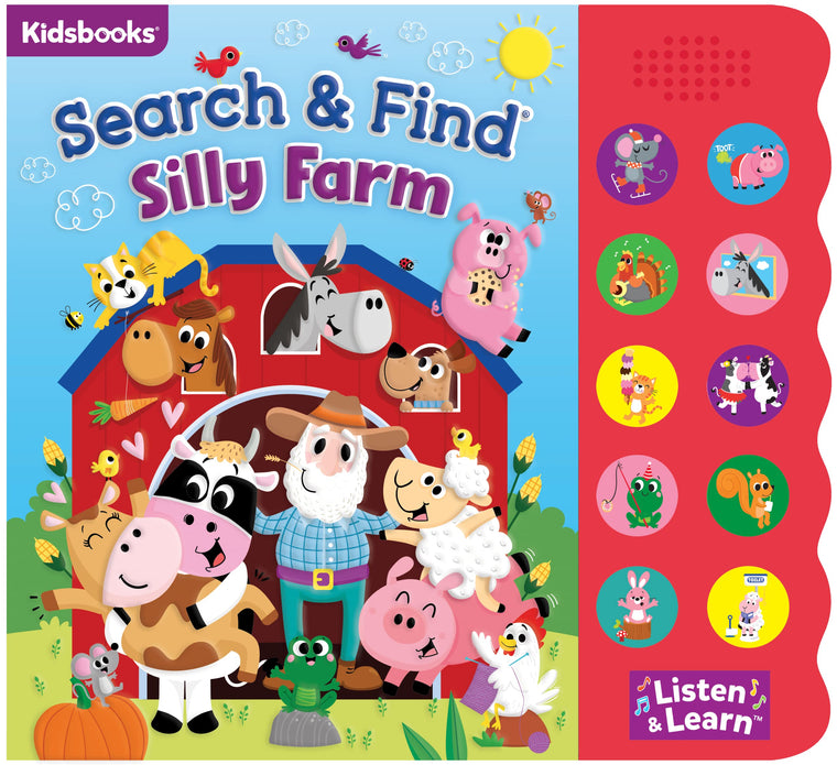 Search and Find Silly Farm - 10 Button Sound Board Book for Toddlers and Children - Educate Engage and Identify Farm Animals and Their Noises with Interactive Activity Kids Book (Search & Find)