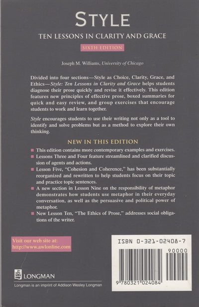 Style: Ten Lessons in Clarity and Grace by Williams, Joseph